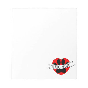 Dog Mum Paw And Red Heart Drawing Notepad