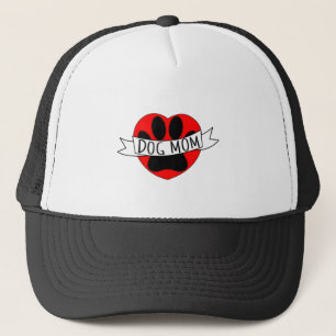 Dog Mum Paw And Red Heart Drawing Trucker Hat