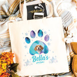 Dog Mum Paw Custom Photo Tote Bag<br><div class="desc">Dog Mum Paw Custom Photo Blue Glitter design Tote Bag . Matching products can be found in Dog Mum Glitter Photo Paw Collection. photo:Image by rorozoa on Freepik</div>