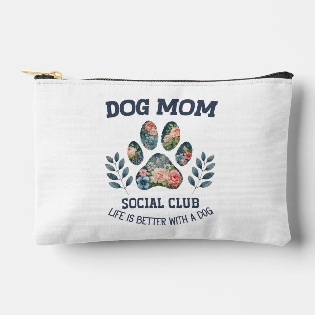 Dog Mum  Paw Floral  Accessory Pouch (Front)