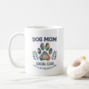 Dog Mum Paw Floral Coffee Mug