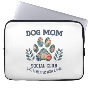 Dog Mum Paw Floral Laptop Sleeve