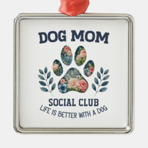 Dog Mum Paw Floral Metal Tree Decoration