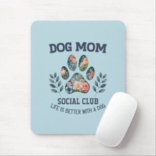 Dog Mum Paw Floral Mouse Mat