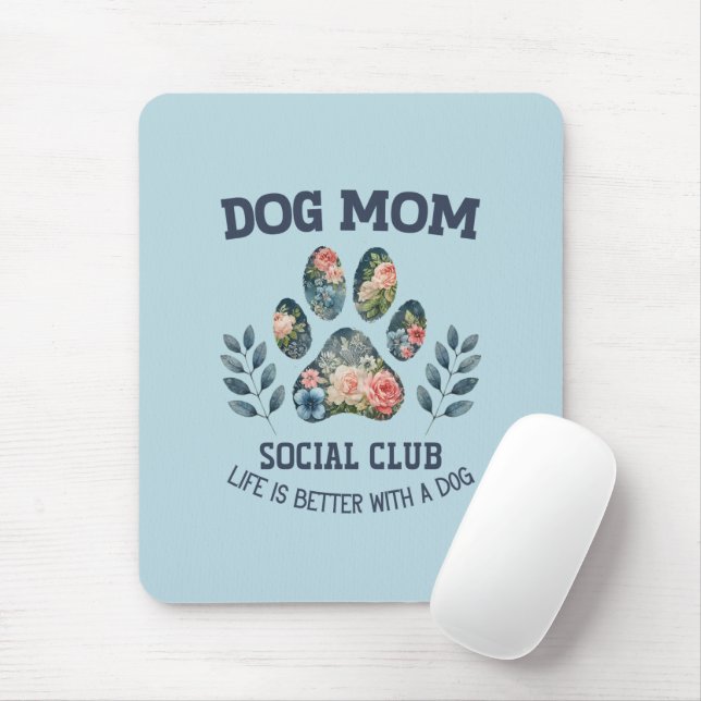 Dog Mum  Paw Floral  Mouse Mat (With Mouse)