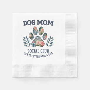 Dog Mum Paw Floral Napkin