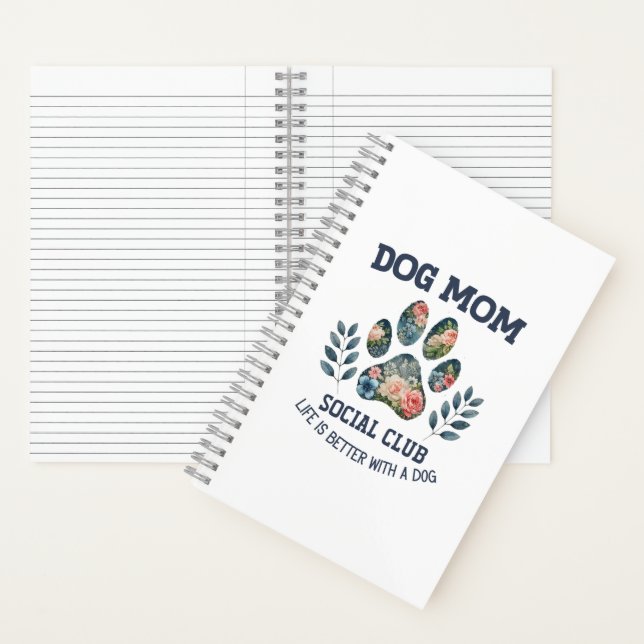 Dog Mum  Paw Floral  Notebook (Inside)