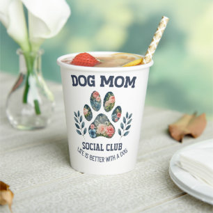 Dog Mum  Paw Floral  Paper Cups