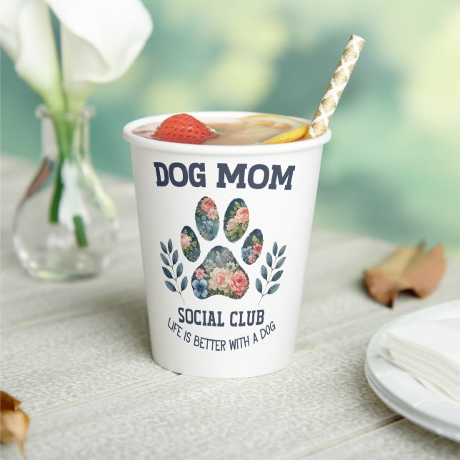 Dog Mum  Paw Floral  Paper Cups (Insitu)