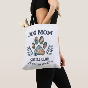 Dog Mum Paw Floral Tote Bag