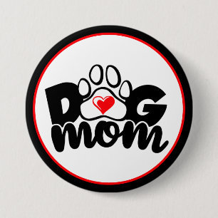 Dog Mum Paw Heart Button