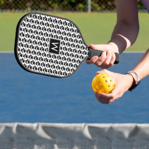Dog Mum Paw Print Monogram Pickleball Paddle