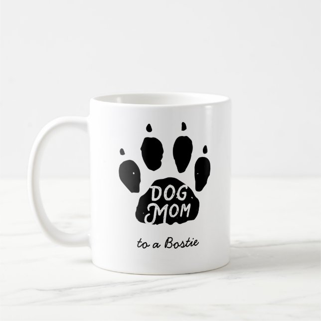 Dog Mum Paw Print Personalised Name and Breed Coffee Mug (Left)