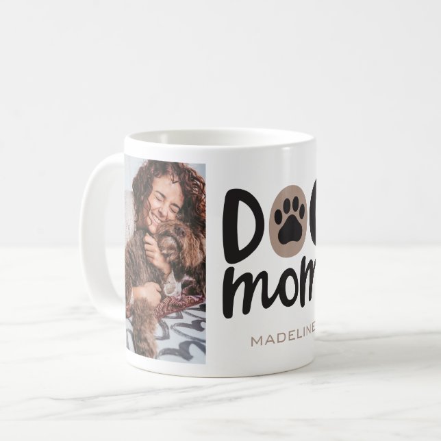 Dog Mum Paw Print Photo Collage Coffee Mug Cup (Front Left)