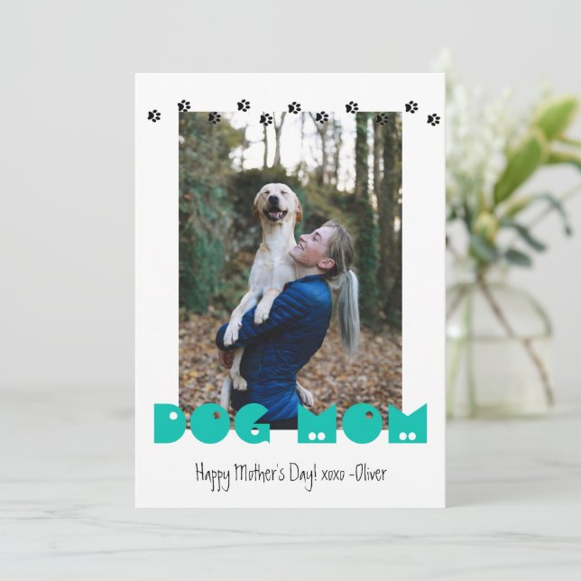 Dog Mum | Paw Prints | Custom Photo Mother's Day Holiday Card (Standing Front)