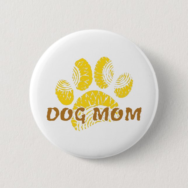 Dog Mum Paw Sunflower Drawing 6 Cm Round Badge (Front)