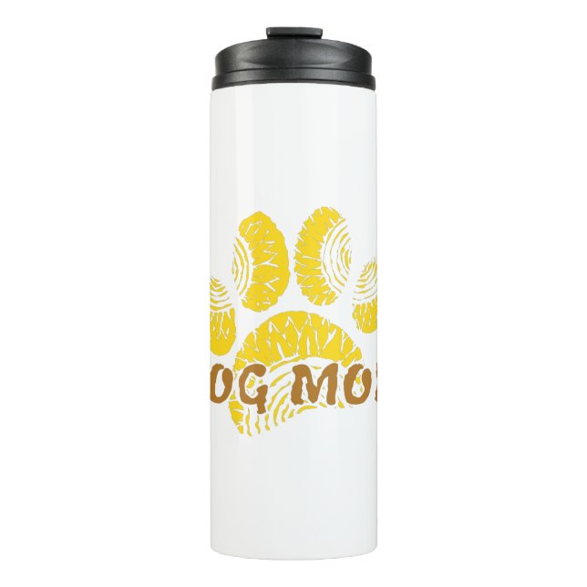Dog Mum Paw Sunflower Drawing Thermal Tumbler (Front)