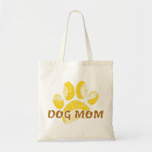 Dog Mum Paw Sunflower Drawing Tote Bag