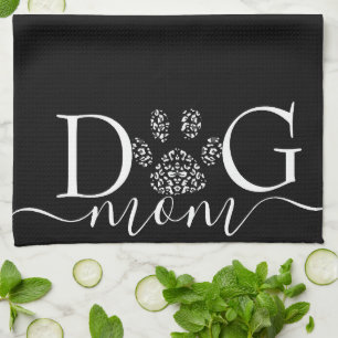 Dog Mum pawprint Tea Towel