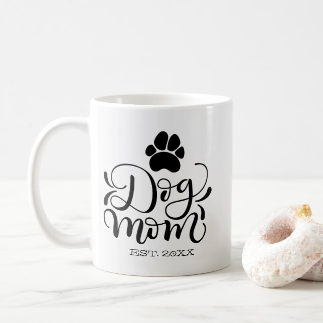 Dog mum - Personalised Established -  Dog lover Coffee Mug (With Donut)
