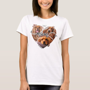 Dog Mum Personalised Heart-Shaped 3 Photo Collage T-Shirt