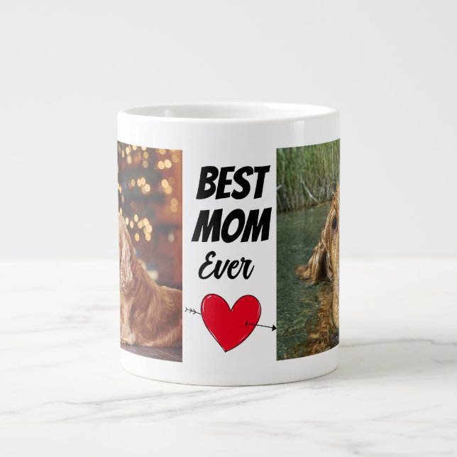 Dog Mum..Personalised two photo & text Large Coffee Mug (Front)