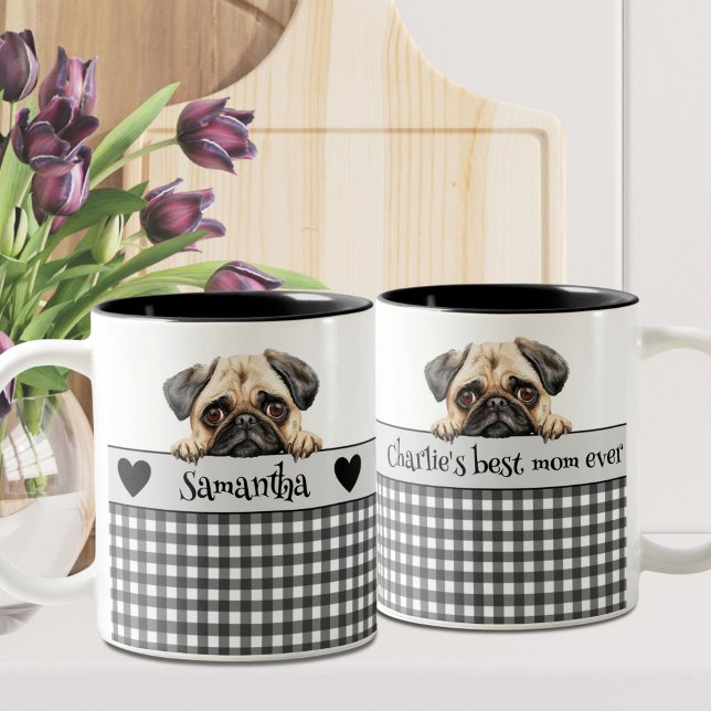 Dog Mum Pug  Two-Tone Coffee Mug (Creator Uploaded)