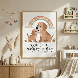 Dog Mum Puppy First Mother’s Day Pastel Nursery Poster
