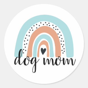 Dog Mum Rainbow Blue Peach Classic Round Sticker