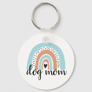 Dog Mum Rainbow Blue Peach Key Ring