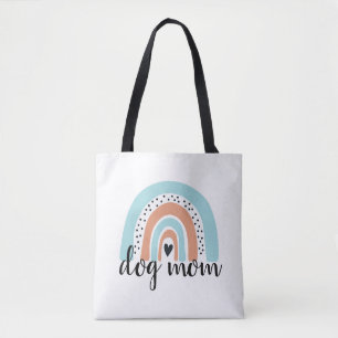 Dog Mum Rainbow Blue Peach Tote Bag