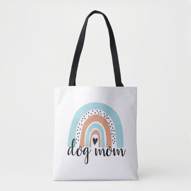 Dog Mum Rainbow Blue Peach Tote Bag (Front)