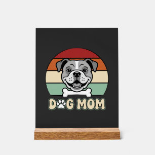 Dog Mum Retro Bulldog Vector Acrylic Sign