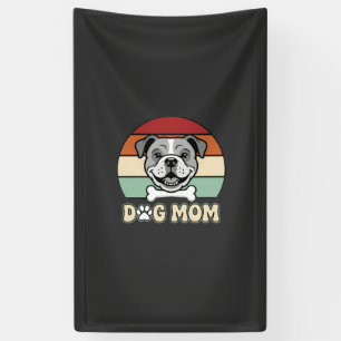 Dog Mum Retro Bulldog Vector Banner