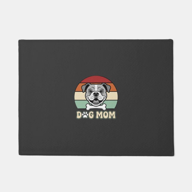 Dog Mum Retro Bulldog Vector Doormat (Front)