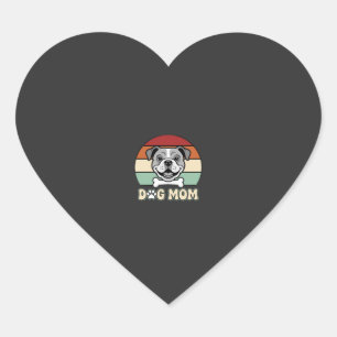 Dog Mum Retro Bulldog Vector Heart Sticker