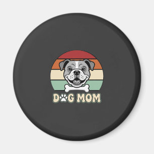 Dog Mum Retro Bulldog Vector Magnet