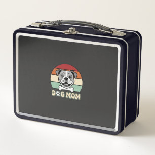 Dog Mum Retro Bulldog Vector Metal Lunch Box
