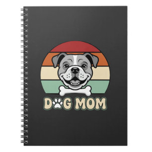 Dog Mum Retro Bulldog Vector Notebook