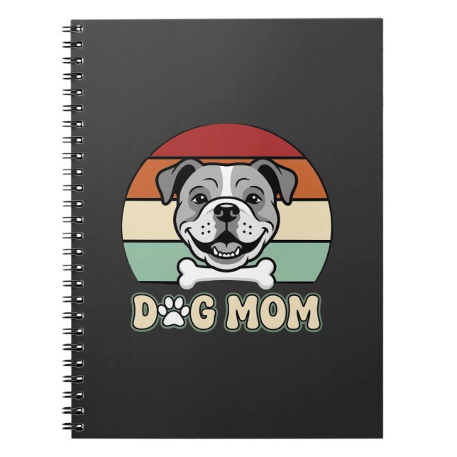 Dog Mum Retro Bulldog Vector Notebook (Front)