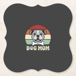 Dog Mum Retro Bulldog Vector Paper Coaster