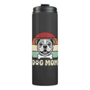 Dog Mum Retro Bulldog Vector Thermal Tumbler