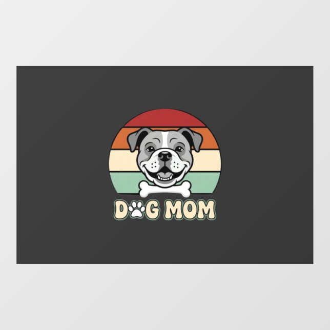 Dog Mum Retro Bulldog Vector Window Cling (Sheet)