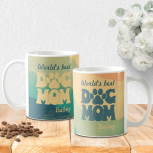 Dog Mum Retro Groovy Personalised  Coffee Mug