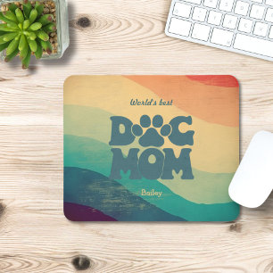 Dog Mum Retro Groovy Personalised Mouse Mat