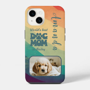 Dog Mum Retro Groovy Personalised Photo iPhone 14 Case