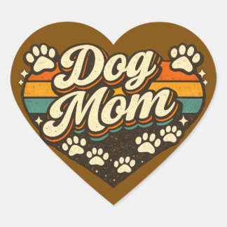 Dog Mum Retro Heart Sticker