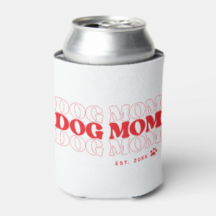 Dog Mum Retro Typography Custom Text Can Cooler