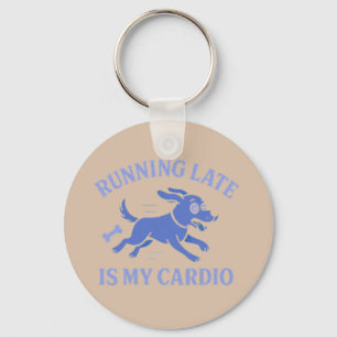 Dog Mum Running Late Is My Cardio Cute Retro pet Key Ring
