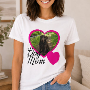 Dog Mum Script Pink Heart Photo White T-Shirt